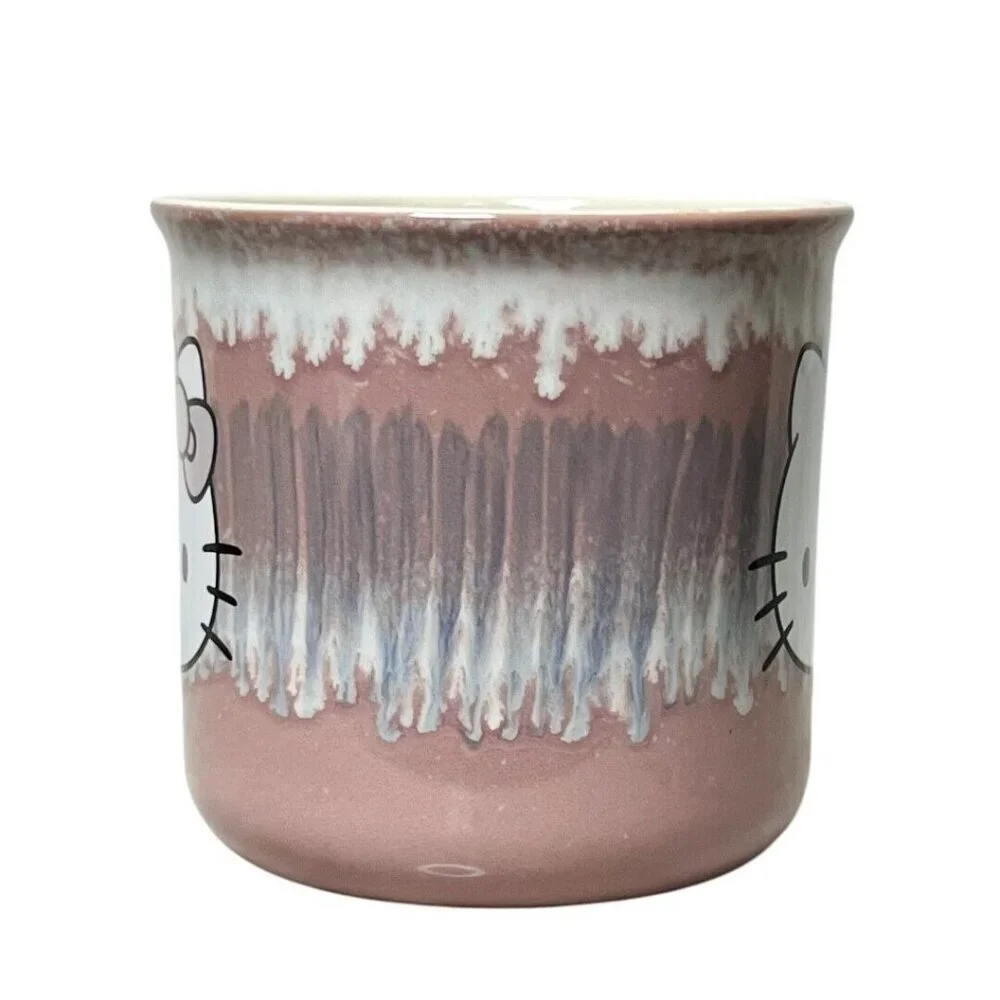 Sanrio Hello Kitty Pink Bow Reactive Glaze Ceramic 20 oz‎ Camper Mug Pink NEW